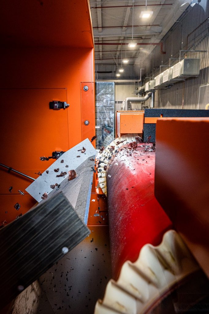 Metal shards being shredded for recycling